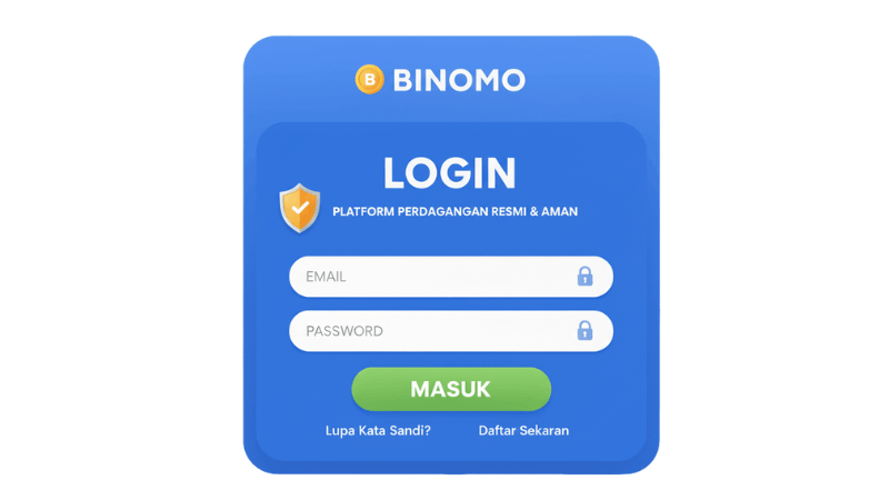 Contoh halaman login Binomo yang resmi dan aman