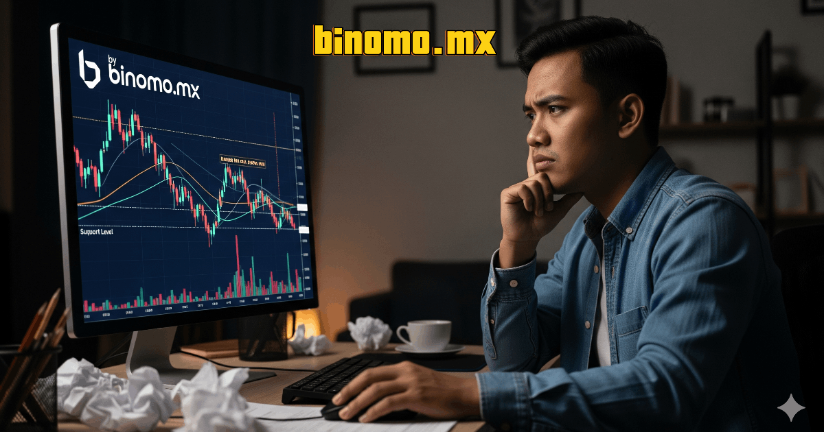 Grafik trading dengan tanda centang hijau dan silang merah sebagai simbol kesalahan